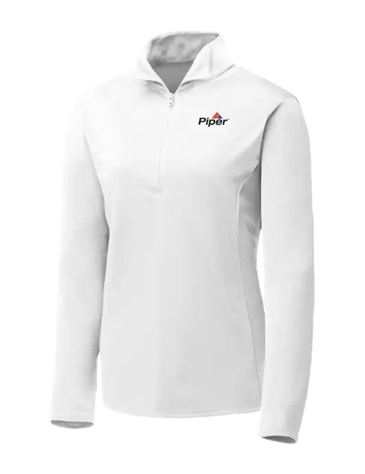 White Womens Posicharge Competitor ¼ Zip Pullover w/Piper Logo