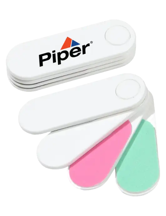 White Folding Nail Files & Buffer w/Piper Logo
