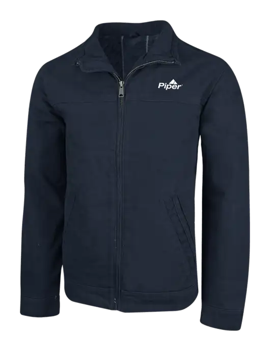 Cornerstone Navy Washed Duck Cloth Flannel Lined Work Jacket w/Piper Logo