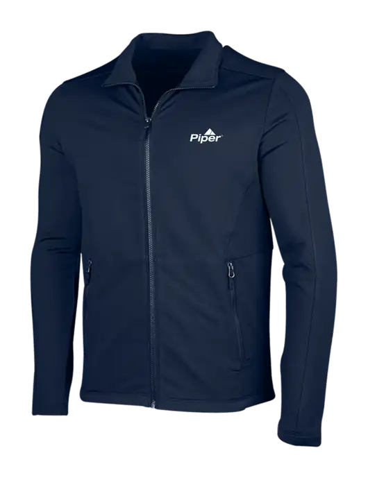 Navy Grid Fleece Jacket w/Piper Logo