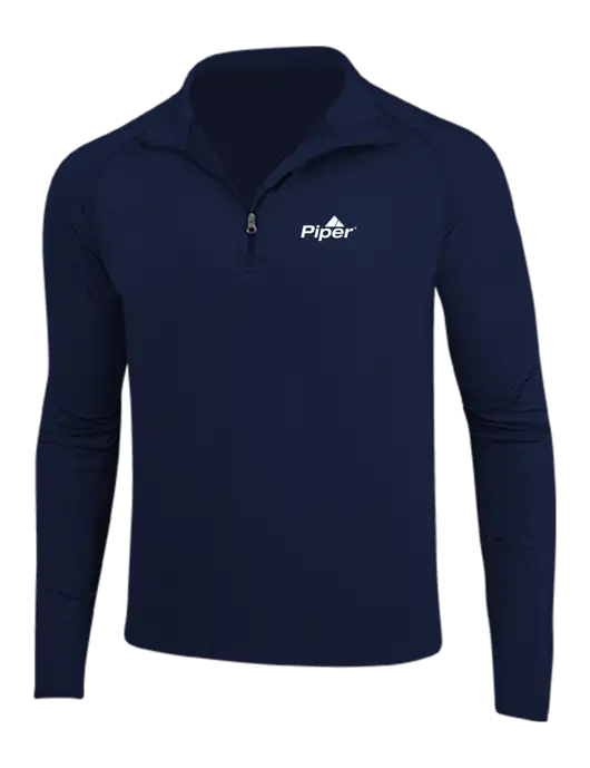 Navy Sport Wick Stretch 1/4 Zip Pullover w/Piper Logo