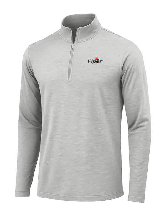 Light Grey Heather Posicharge Tri-Blend Wicking 1/4 Zip Pullover w/Piper Logo