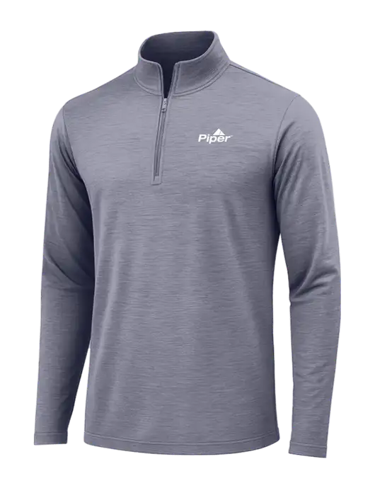 True Navy Heather Posicharge Tri-Blend Wicking 1/4 Zip Pullover w/Piper Logo