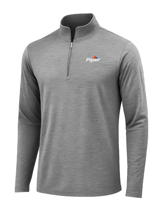 Dark Grey Heather Posicharge Tri-Blend Wicking 1/4 Zip Pullover w/Piper Logo