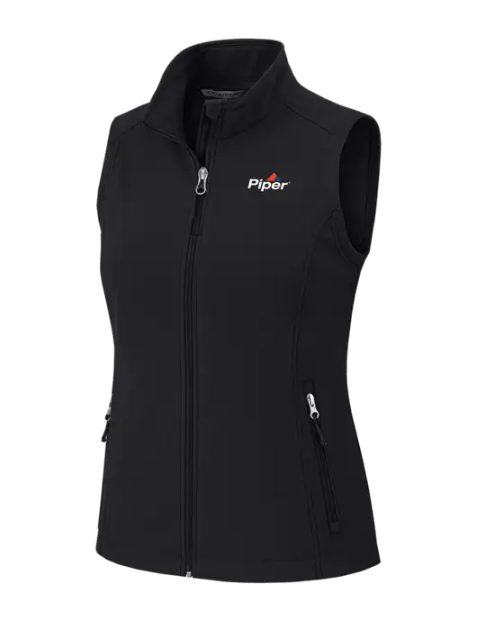 Black Womens Core Soft Shell Vest w/Piper Logo