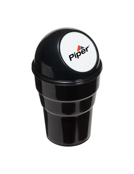 Black Car Cup Holder Trash Can w/Piper Logo