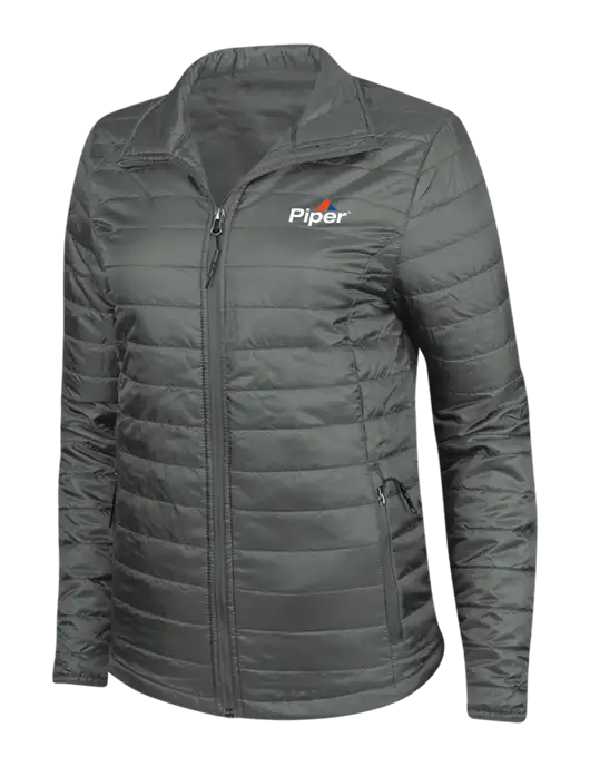 Dark Grey Womens Puffy Packable Jacket w/Piper Logo