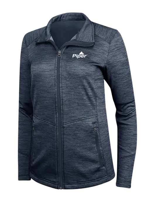 Navy Womens Digi Stripe Fleece Jacket w/Piper Logo