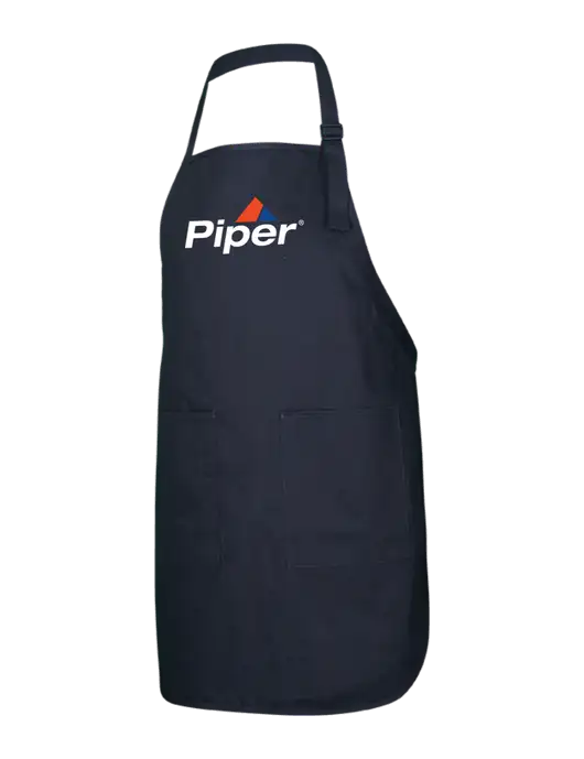 Full-Length Black Apron With Pockets w/Piper Logo