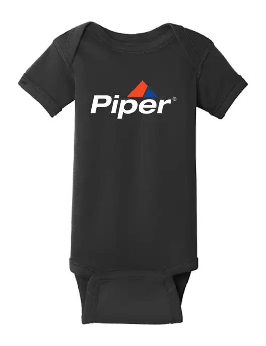 Rabbit Skins Black Infant Short Sleeve Baby Rib Bodysuit w/Piper Logo