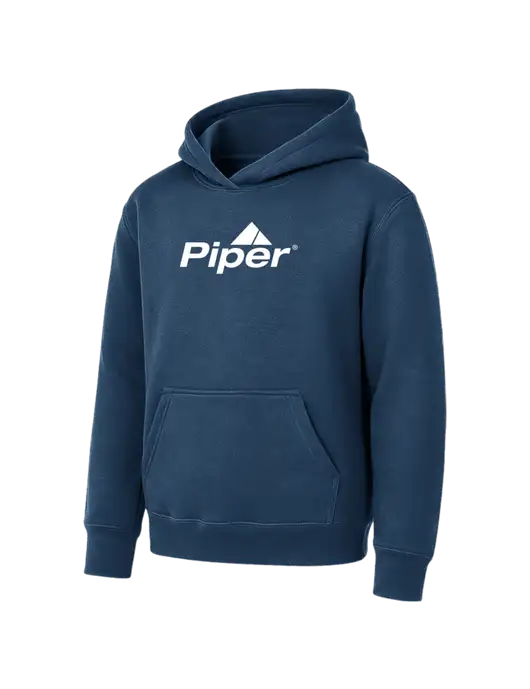 Youth Navy 7.8 oz Pullover Hooded Sweatshirt w/Piper Logo