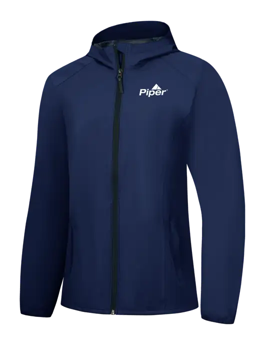 Womens Navy Essential Rain Jacket w/Piper Logo