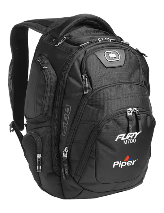 OGIO Black Stratagem Laptop Backpack w/M700 Fury Logo, Piper Logo