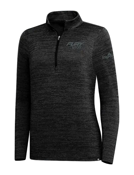 TravisMathew Black Womens Crestview 1/4 Zip w/M700 Fury Logo, Piper Logo