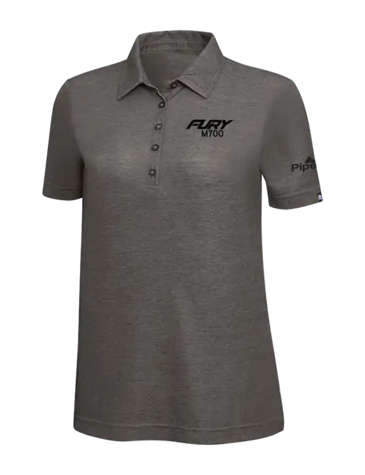 TravisMathew Black Heather Womens Oceanside Polo w/M700 Fury Logo, Piper Logo