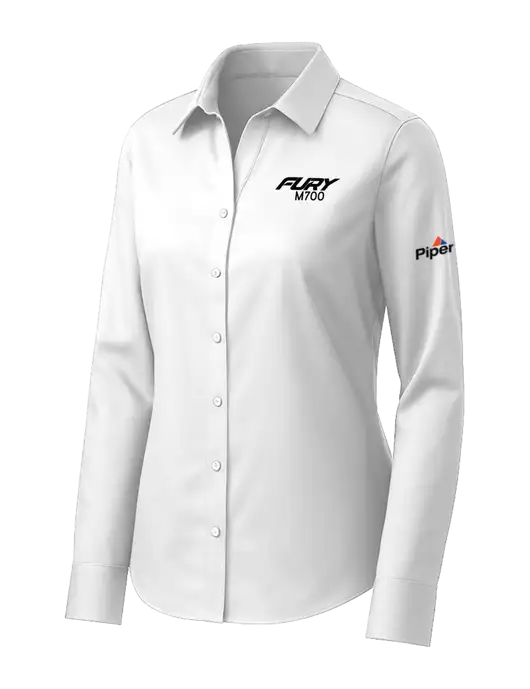 Brooks Brothers Womens White Wrinkle-Free Stretch Pinpoint Shirt w/M700 Fury Logo, Piper Logo