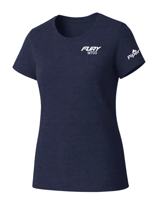 Womens Seriously Soft Heathered Navy T-Shirt w/M700 Fury Logo, Piper Logo