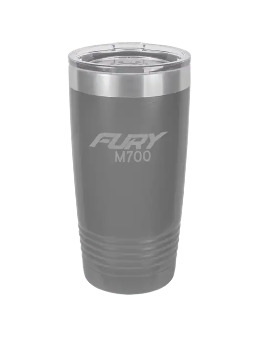 Polar Camel 20 oz Powder Coated Grey Vacuum Insulated Tumbler  w/M700 Fury Logo, Piper Logo