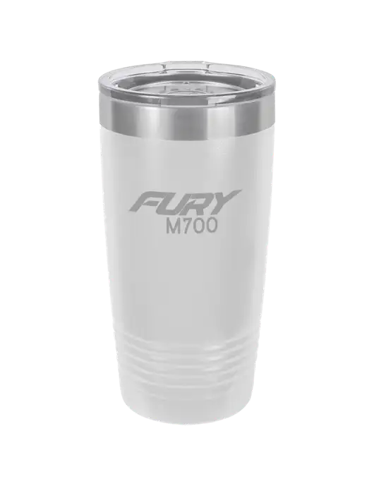 Polar Camel 20 oz Powder Coated White Vacuum Insulated Tumbler  w/M700 Fury Logo, Piper Logo