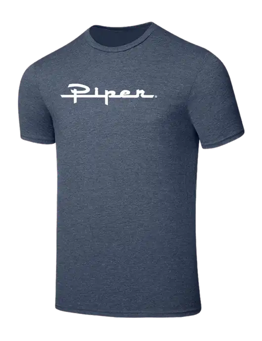 Seriously Soft Heathered Navy T-Shirt w/Vintage Piper Logo
