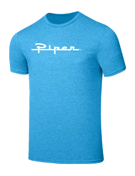 Seriously Soft Heathered Sapphire Blue T-Shirt w/Vintage Piper Logo