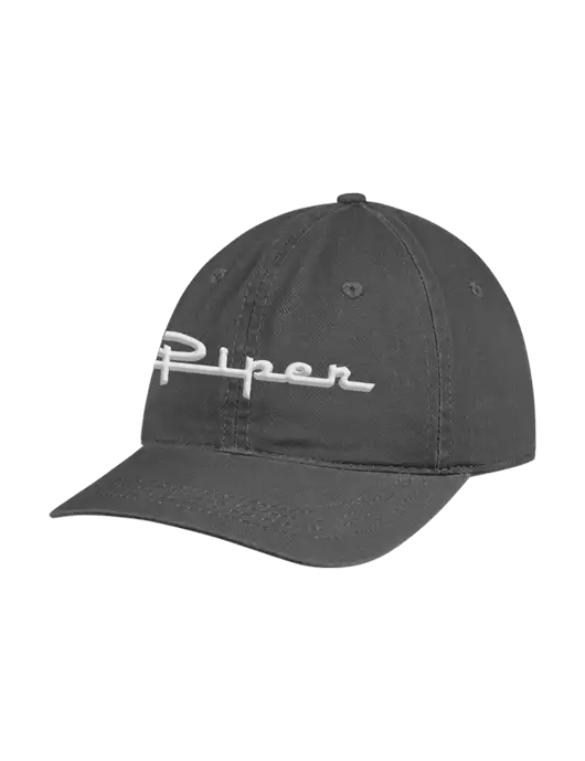 Garment Washed Unstructured Twill Charcoal Cap w/Vintage Piper Puff Logo