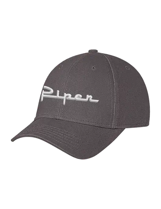 Medium Dark Grey Structured Soft Snap Closure Hook & Loop Cap w/Vintage Piper Puff Logo