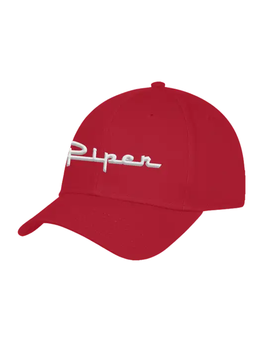 Red Structured Cap Hook & Loop w/Vintage Piper Puff Logo