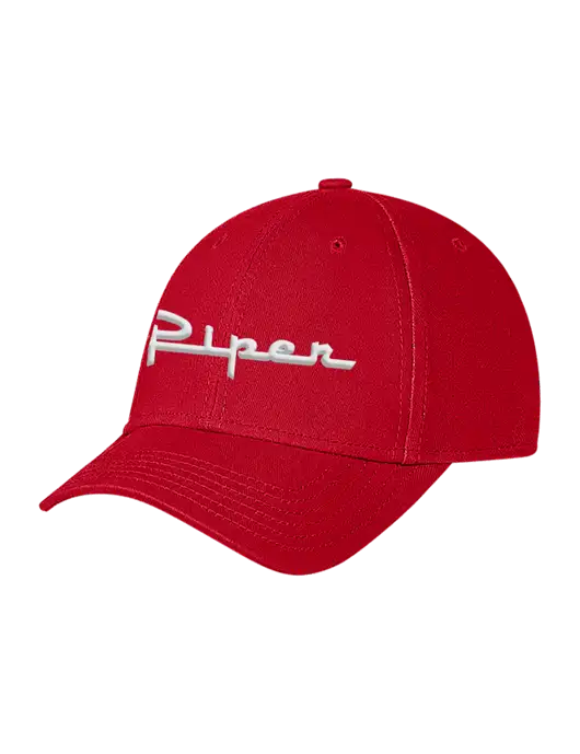Red Structured Soft Snap Closure Hook & Loop Cap w/Vintage Piper Puff Logo