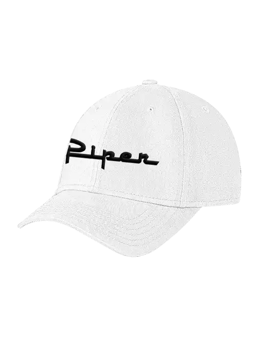 White Structured Soft Snap Closure Hook & Loop Cap w/Vintage Piper Puff Logo