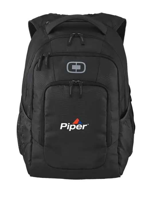OGIO Black Logan Laptop Backpack
 w/Piper Logo